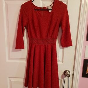 Red Long Sleeve Dress with Cutout